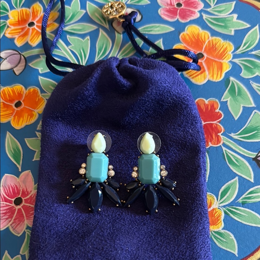 Blue and Turquoise J. Crew Statement Earrings